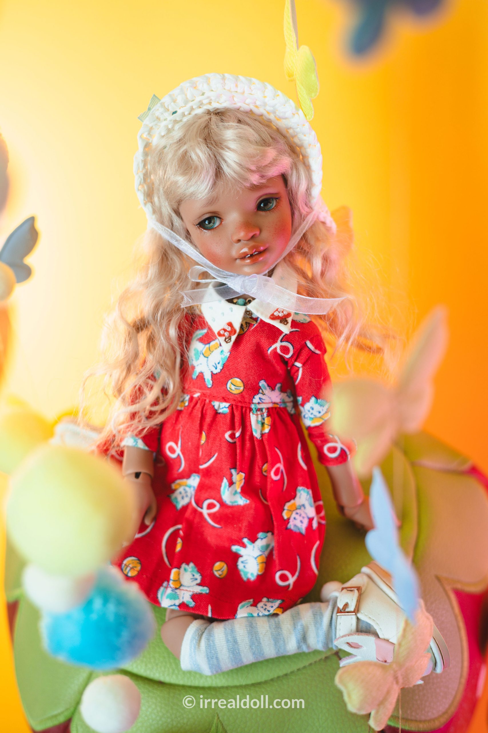 A picture of Surya, a 27cm tall doll from Irrealdoll in a dark skin tone.