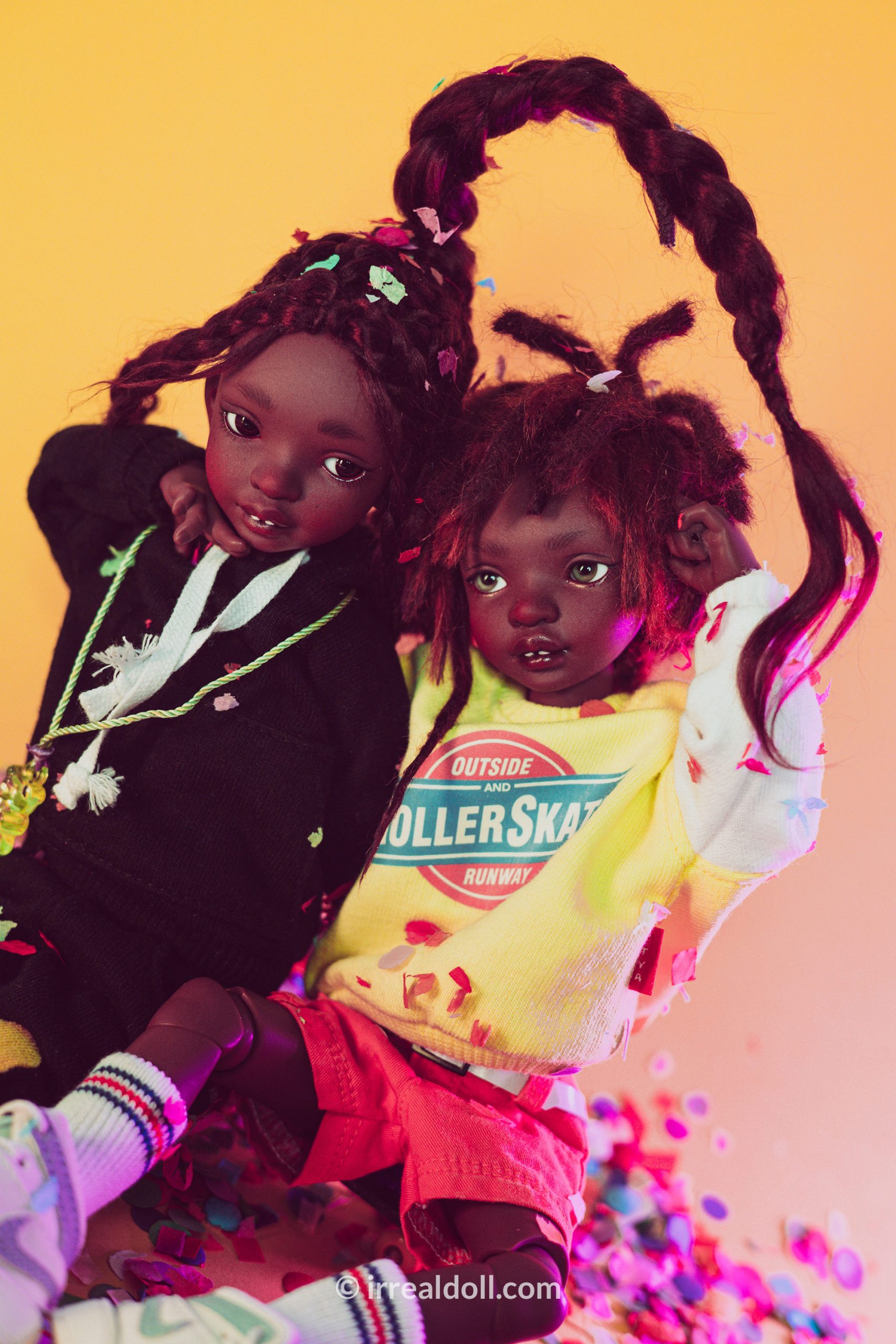 A picture of Surya, a 27cm tall doll from Irrealdoll in a dark skin tone.